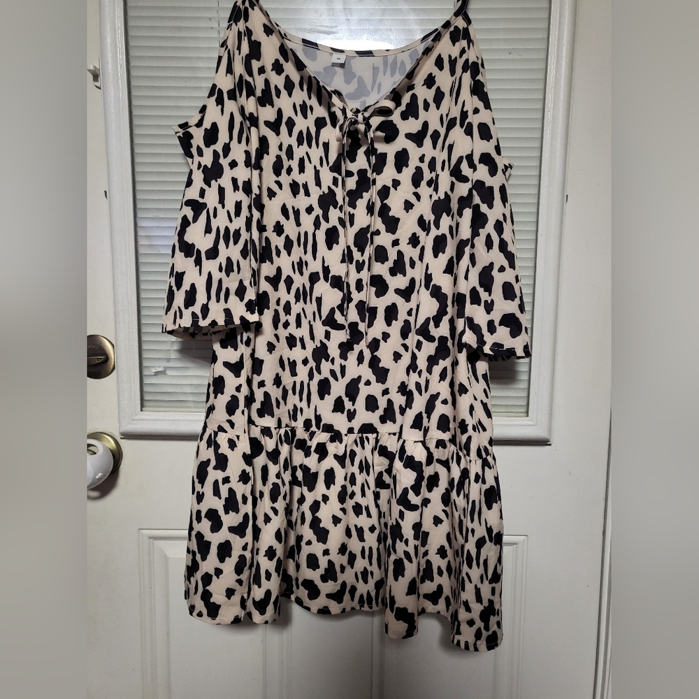 Mumu style dress with cow like print